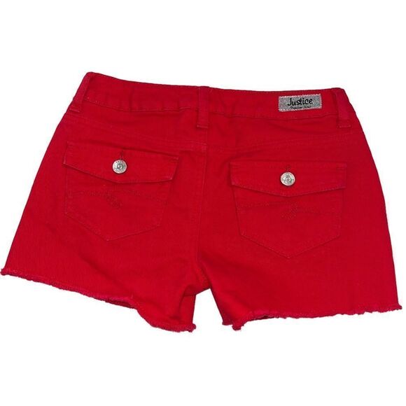 Justice Cutoff Red Denim‎ Jean Shorts - Size 12 Regular - Picture 2 of 4